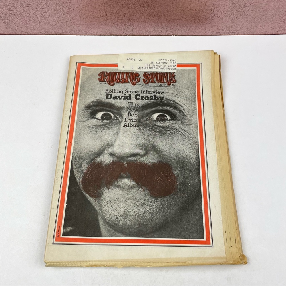 Vintage Rolling Stone Magazine David Crosby Bob Dylan July 23, 1970